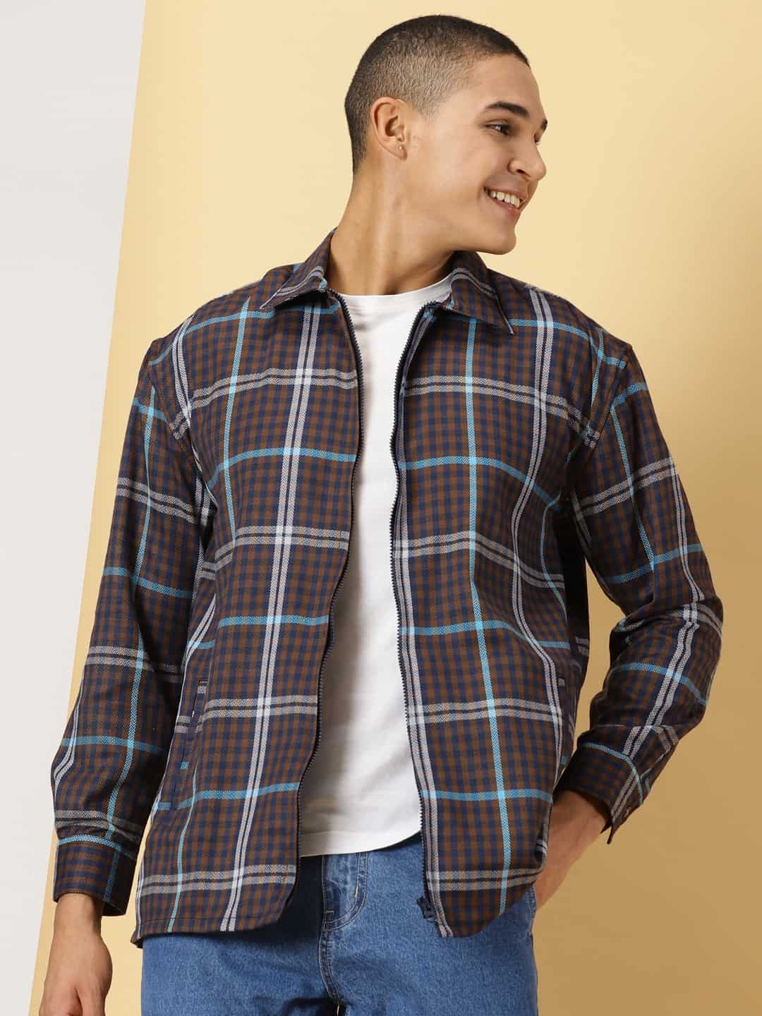 Thomas Scott Men Classic Tartan Checks Opaque Checked Cotton Casual Shirt