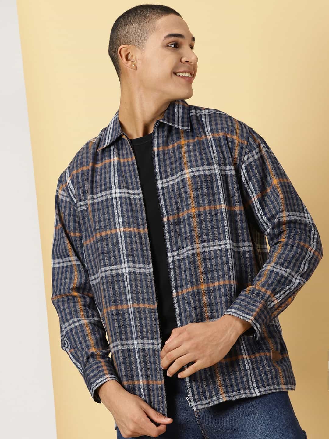 Thomas Scott Men Classic Tartan Checks Opaque Checked Cotton Casual Shirt