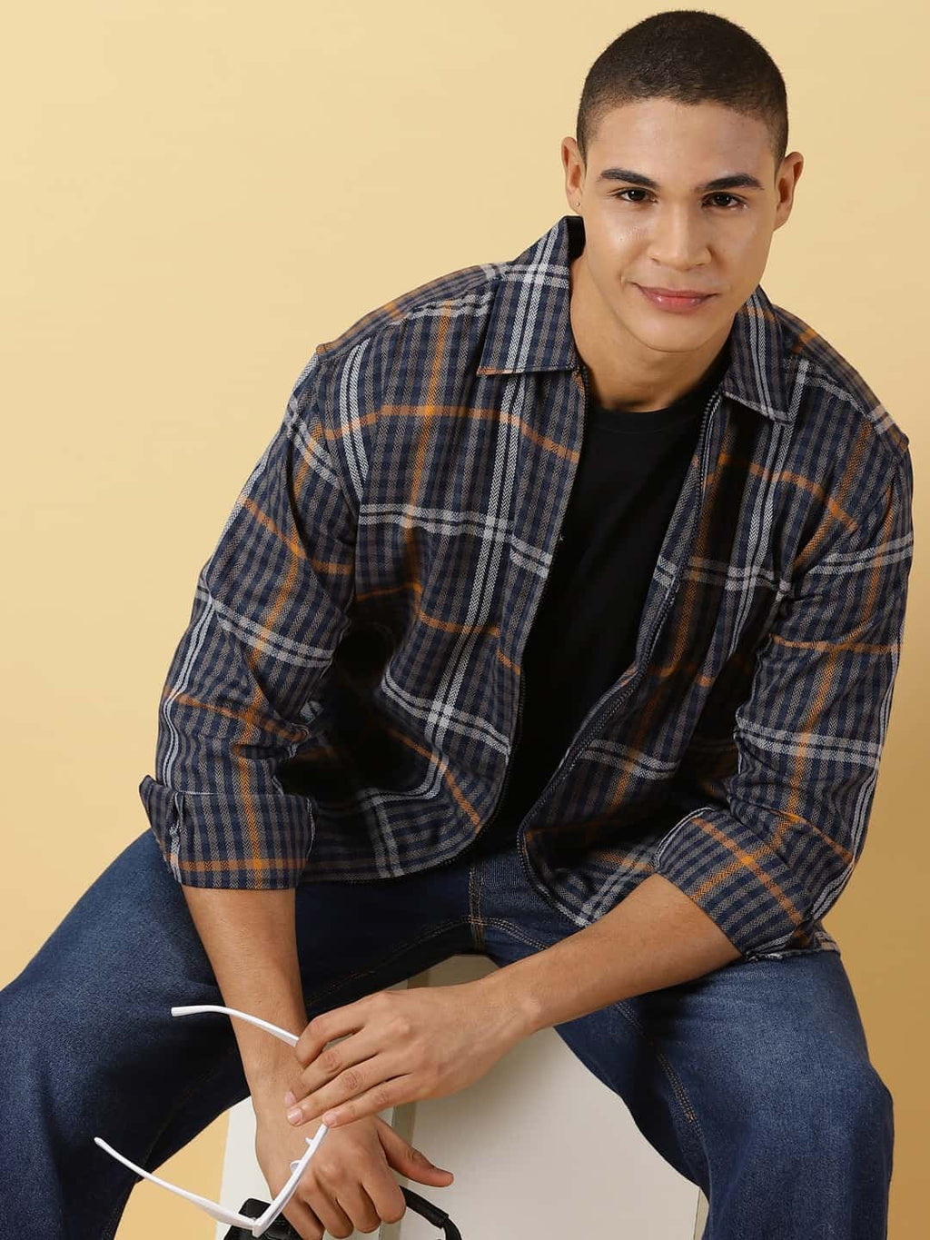 Thomas Scott Men Classic Tartan Checks Opaque Checked Cotton Casual Shirt