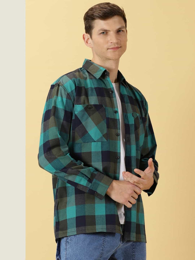 Thomas Scott Men Smart Checked Opaque Oversized Casual Shirt