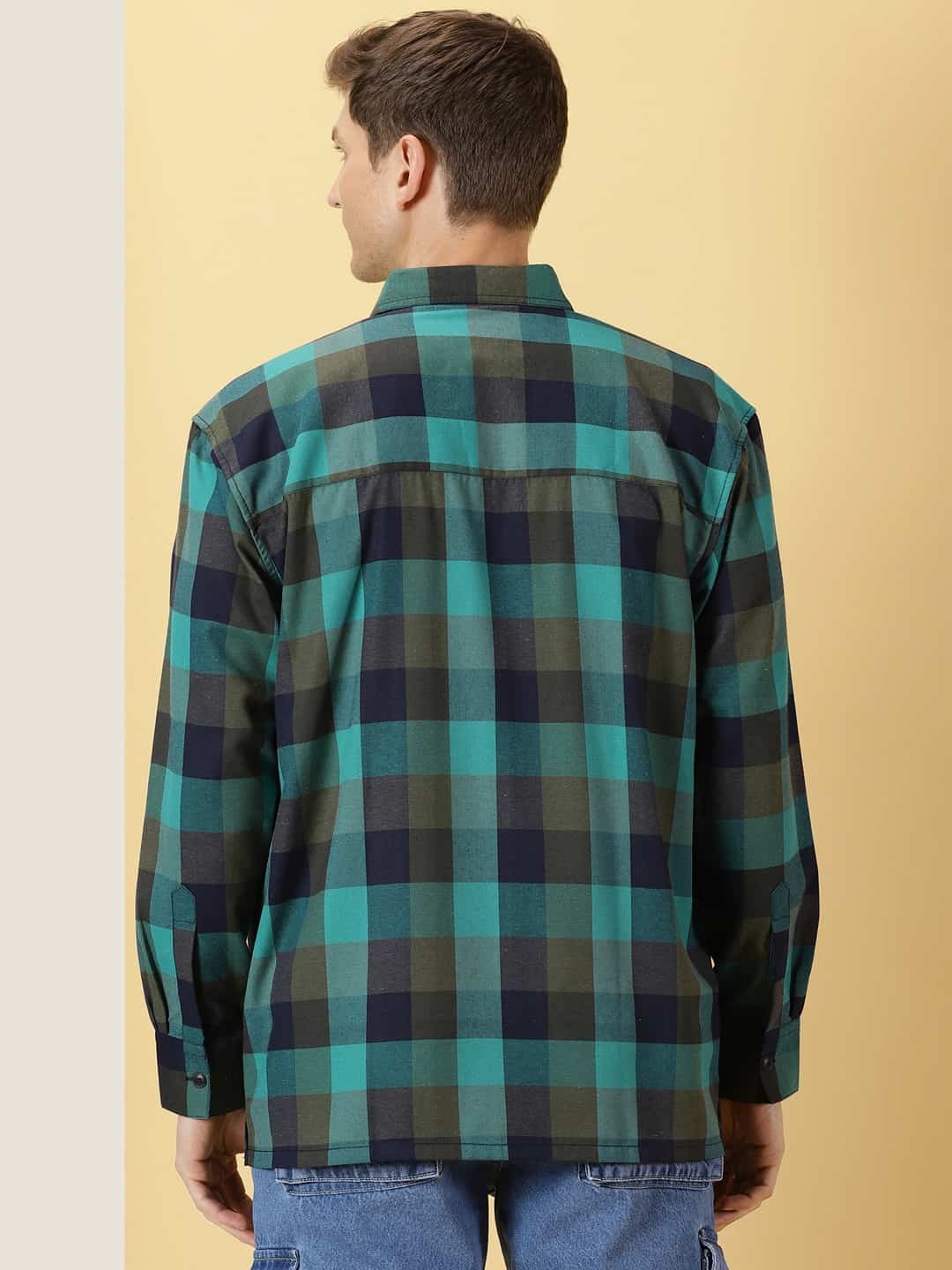 Thomas Scott Men Smart Checked Opaque Oversized Casual Shirt