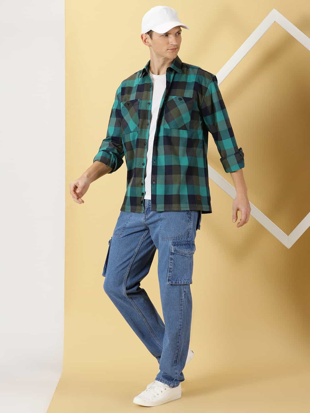 Thomas Scott Men Smart Checked Opaque Oversized Casual Shirt