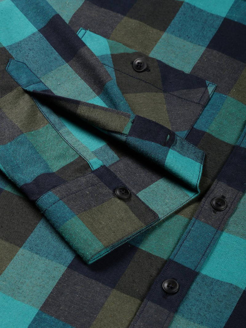 Thomas Scott Men Smart Checked Opaque Oversized Casual Shirt