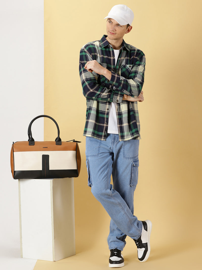 Thomas Scott Men Classic Buffalo Checked Twill Cotton Shirt