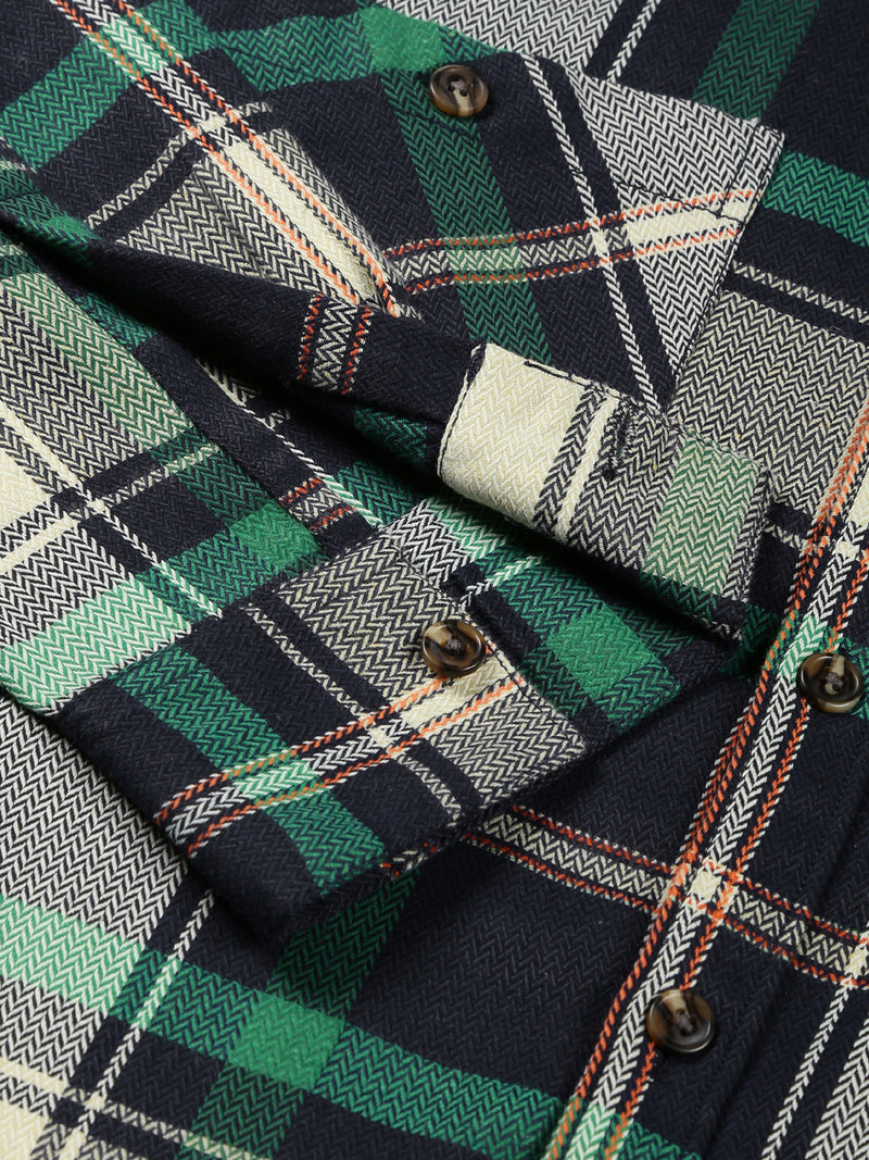 Thomas Scott Men Classic Buffalo Checked Twill Cotton Shirt