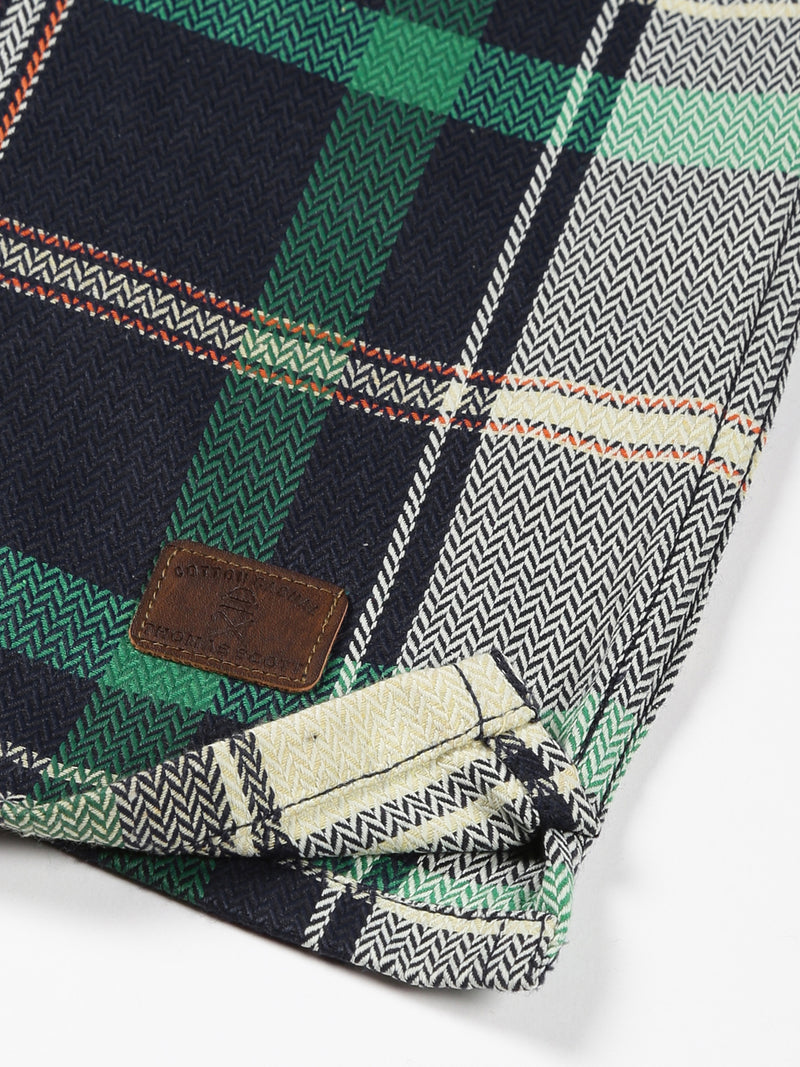 Thomas Scott Men Classic Buffalo Checked Twill Cotton Shirt