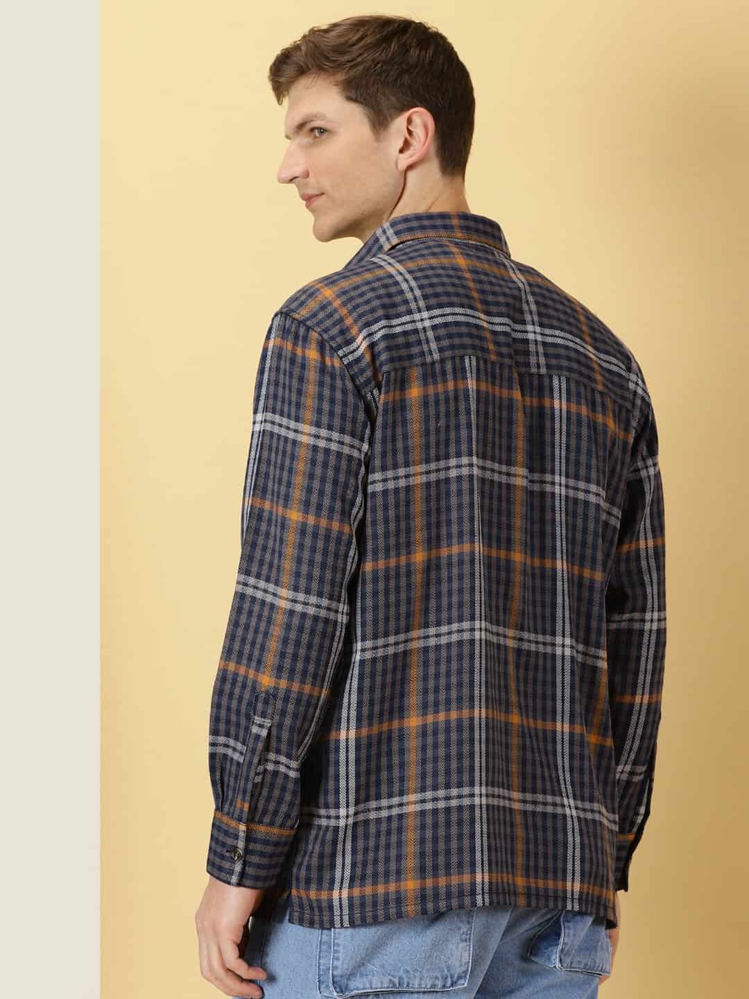 Thomas Scott Men Smart Tartan Checks Opaque Oversized Casual Shirt