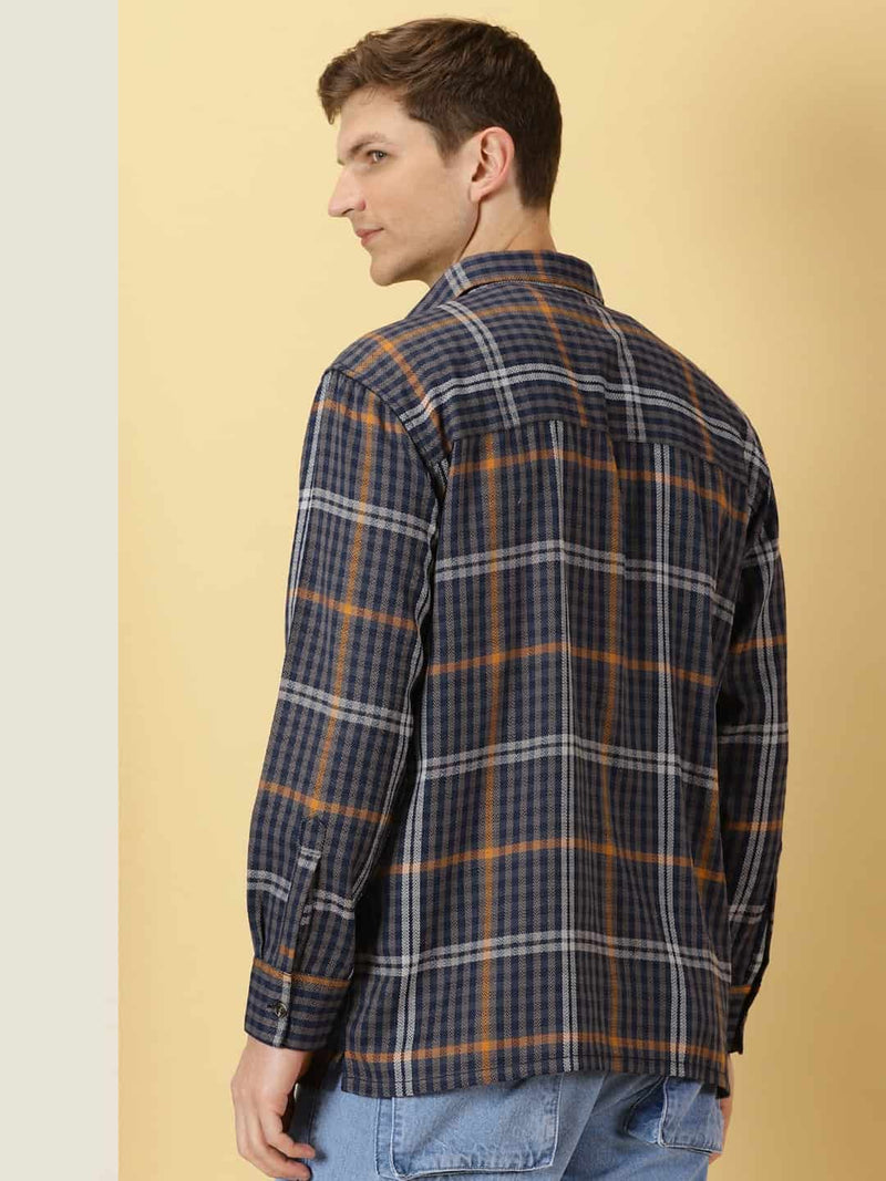 Thomas Scott Men Smart Tartan Checks Opaque Oversized Casual Shirt