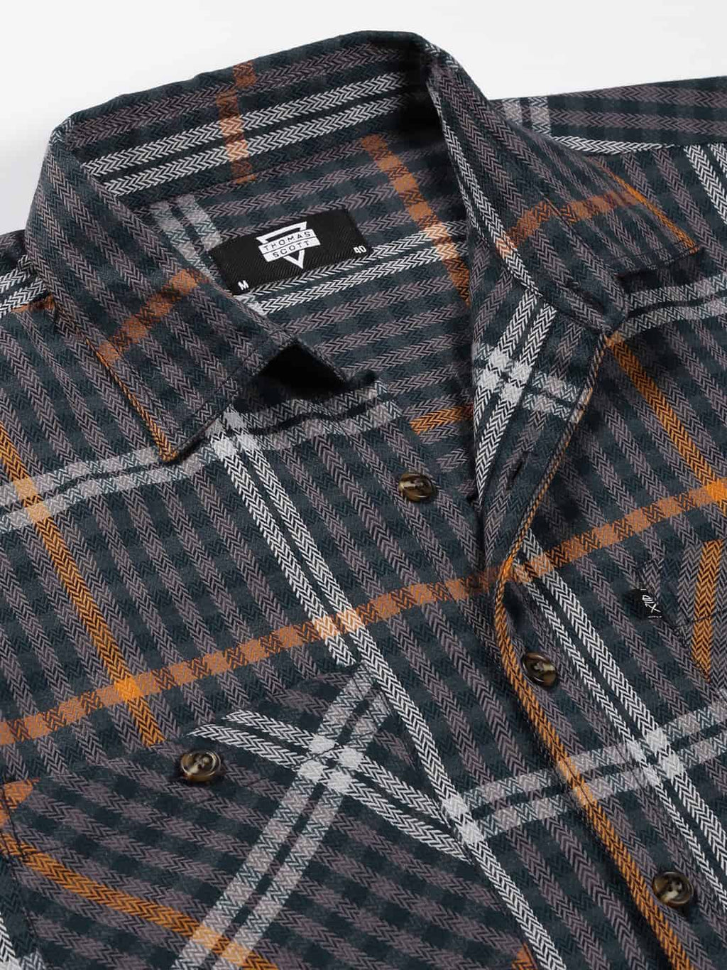 Thomas Scott Men Smart Tartan Checks Opaque Oversized Casual Shirt