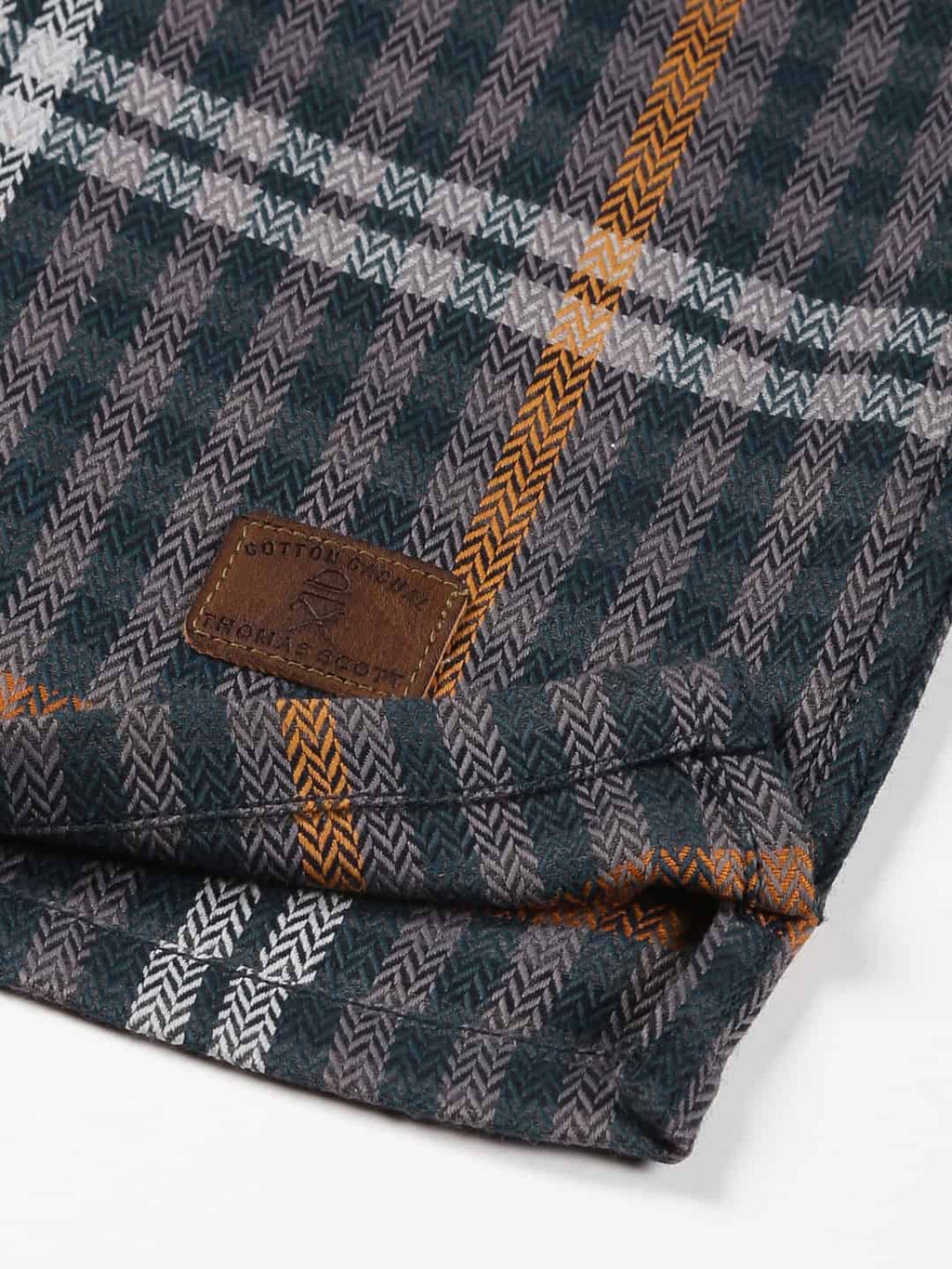 Thomas Scott Men Smart Tartan Checks Opaque Oversized Casual Shirt