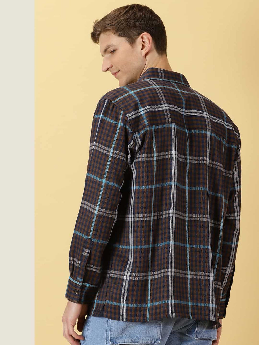 Thomas Scott Men Smart Tartan Checks Opaque Oversized Casual Shirt