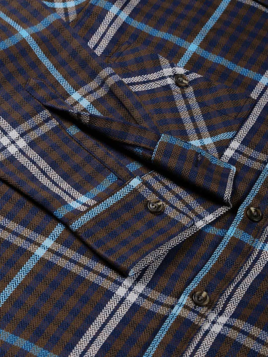 Thomas Scott Men Smart Tartan Checks Opaque Oversized Casual Shirt