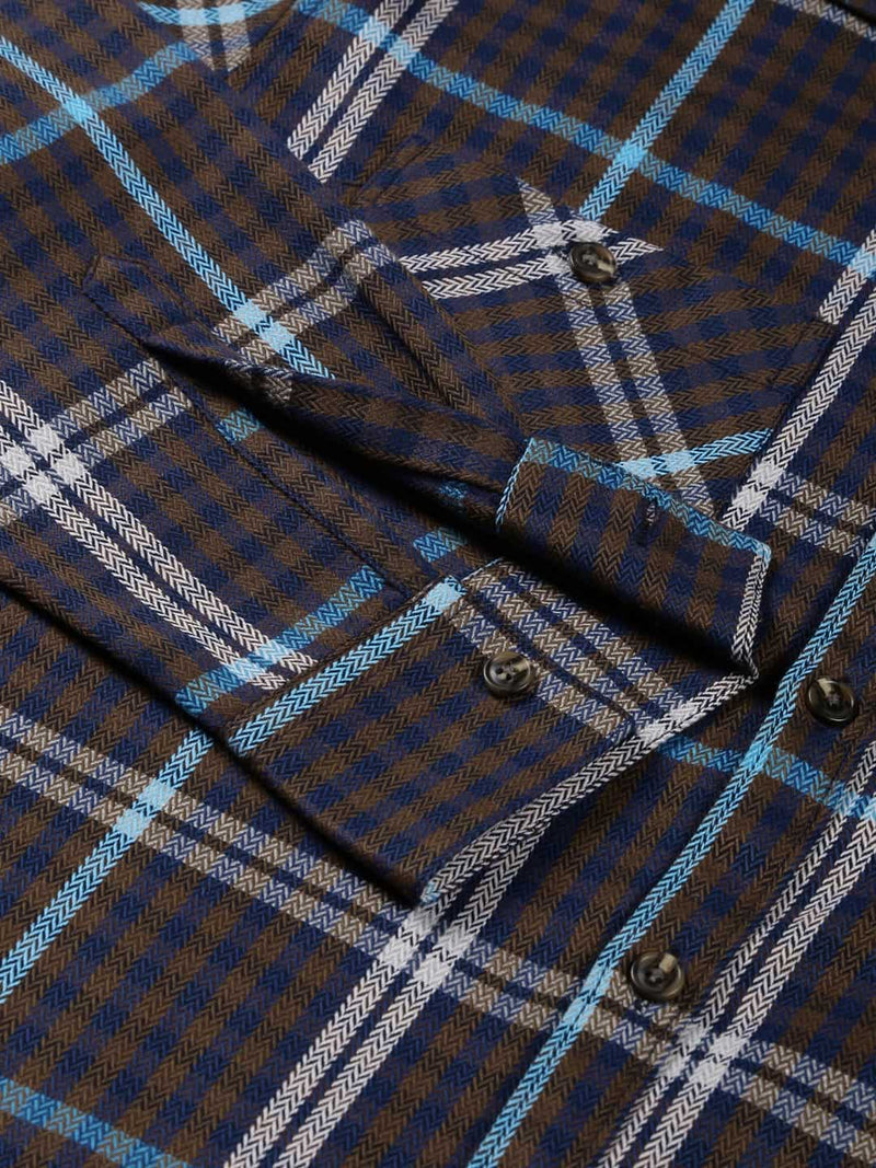 Thomas Scott Men Smart Tartan Checks Opaque Oversized Casual Shirt