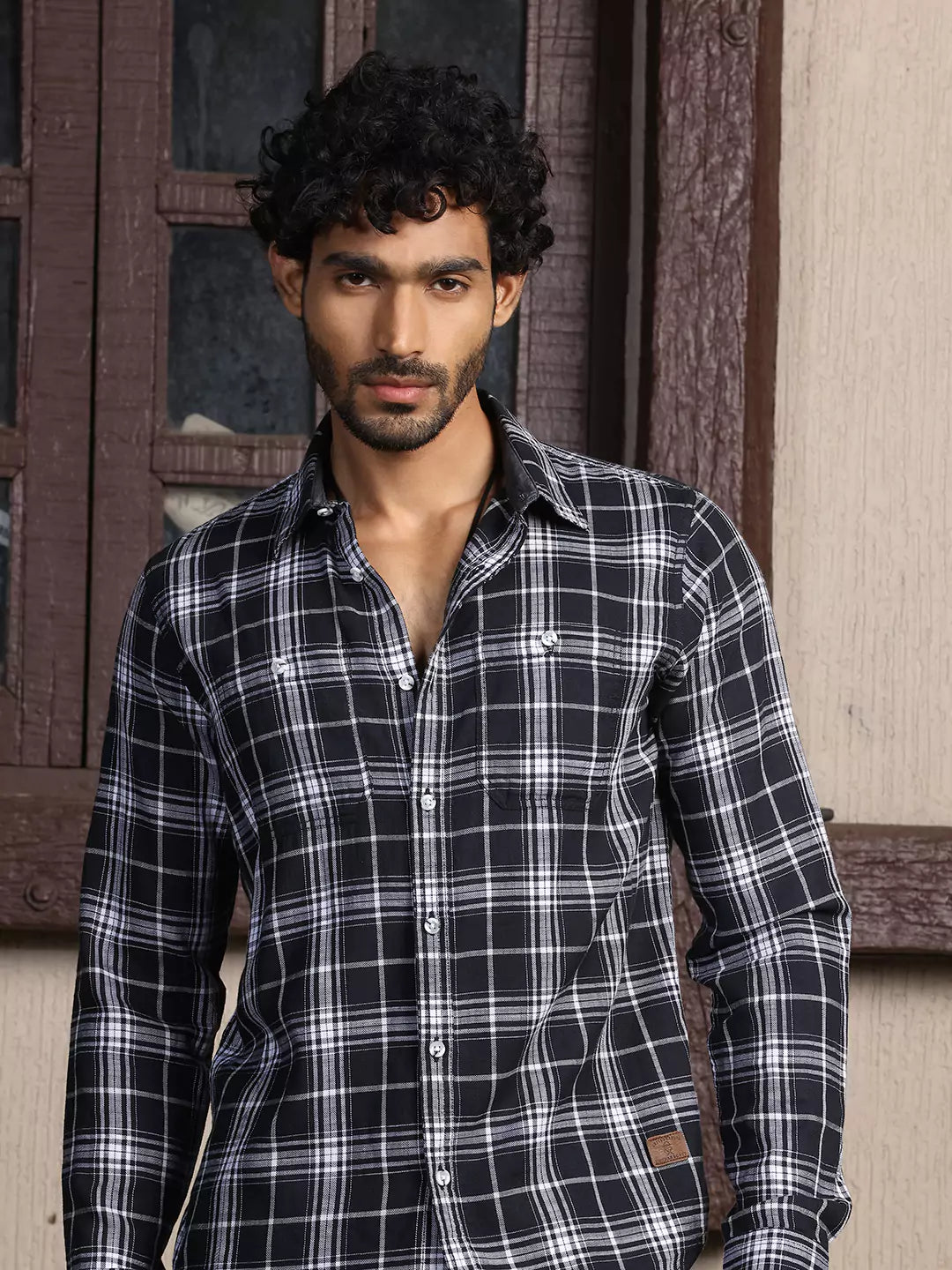 Thomas Scott Men Premium Slim Fit Tartan Checks Opaque Cotton Casual Shirt