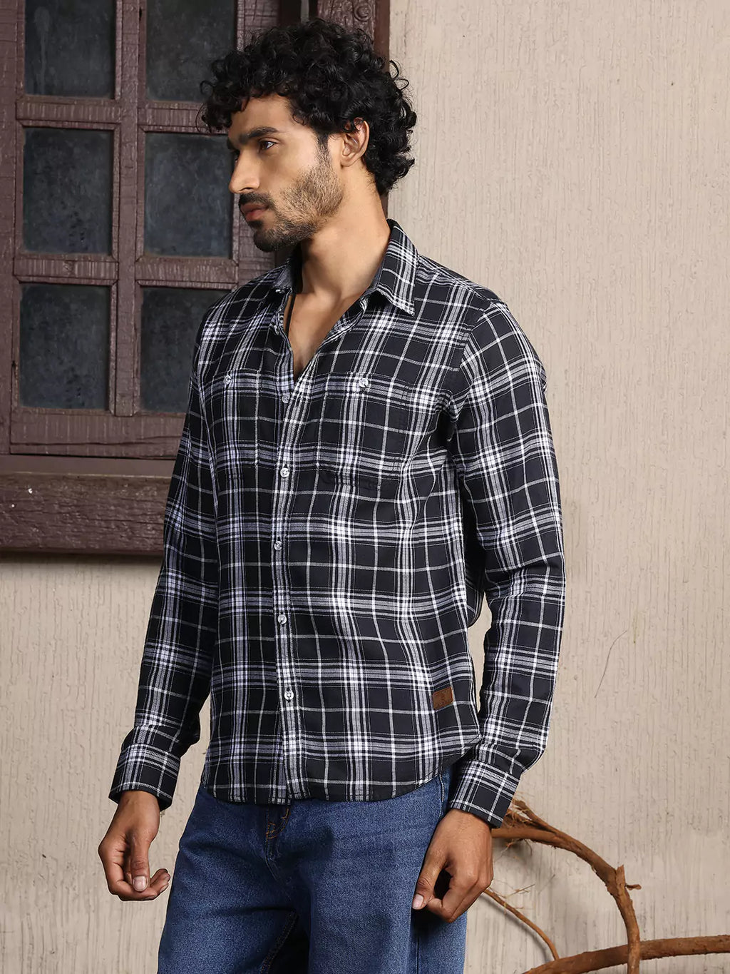 Thomas Scott Men Premium Slim Fit Tartan Checks Opaque Cotton Casual Shirt