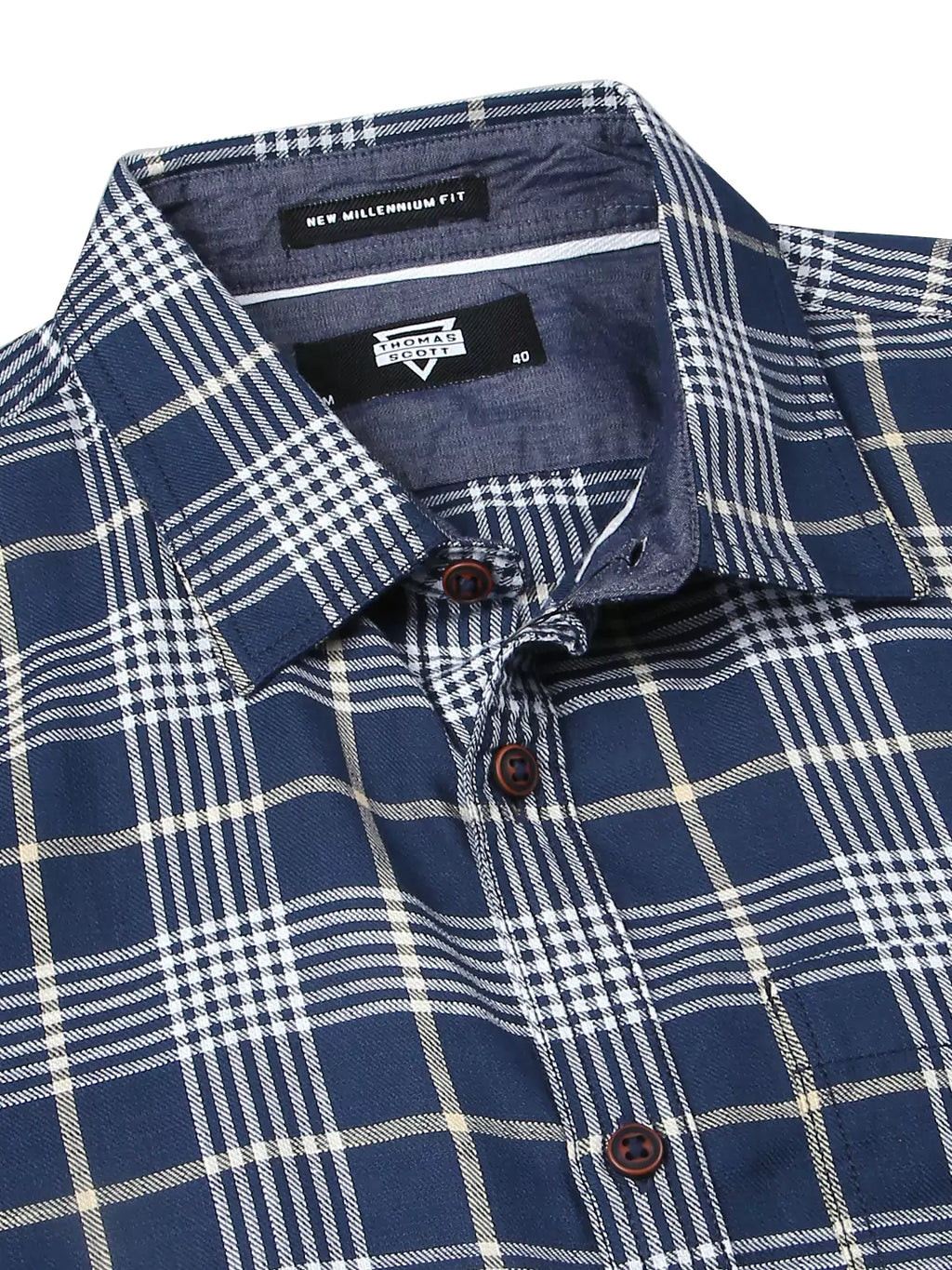 Thomas Scott Men Premium Slim Fit Tartan Checks Cotton Casual Shirt
