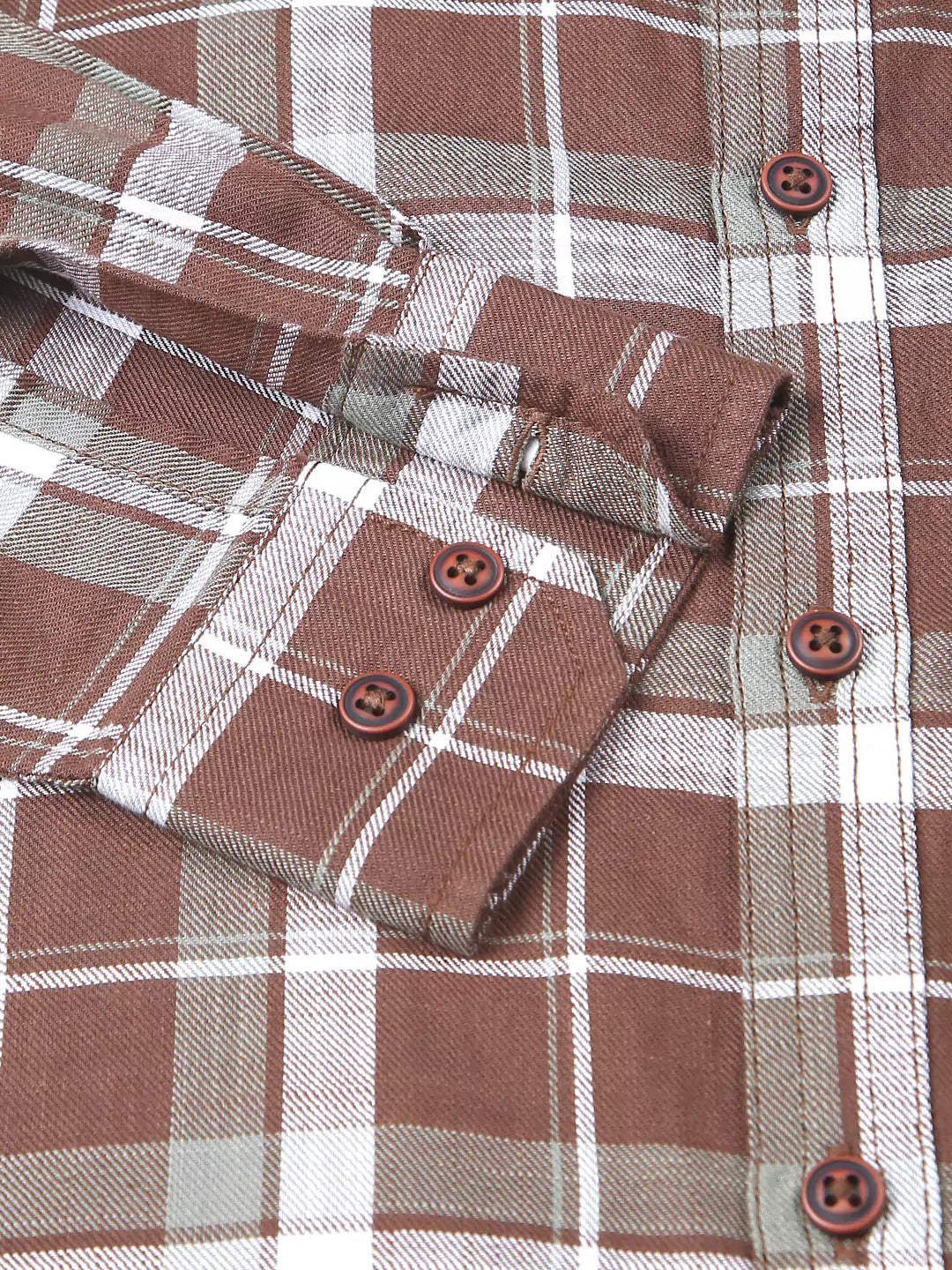 Thomas Scott Men Slim Fit Tartan Checked Spread Collar Long Sleeves Cotton Casual Shirt