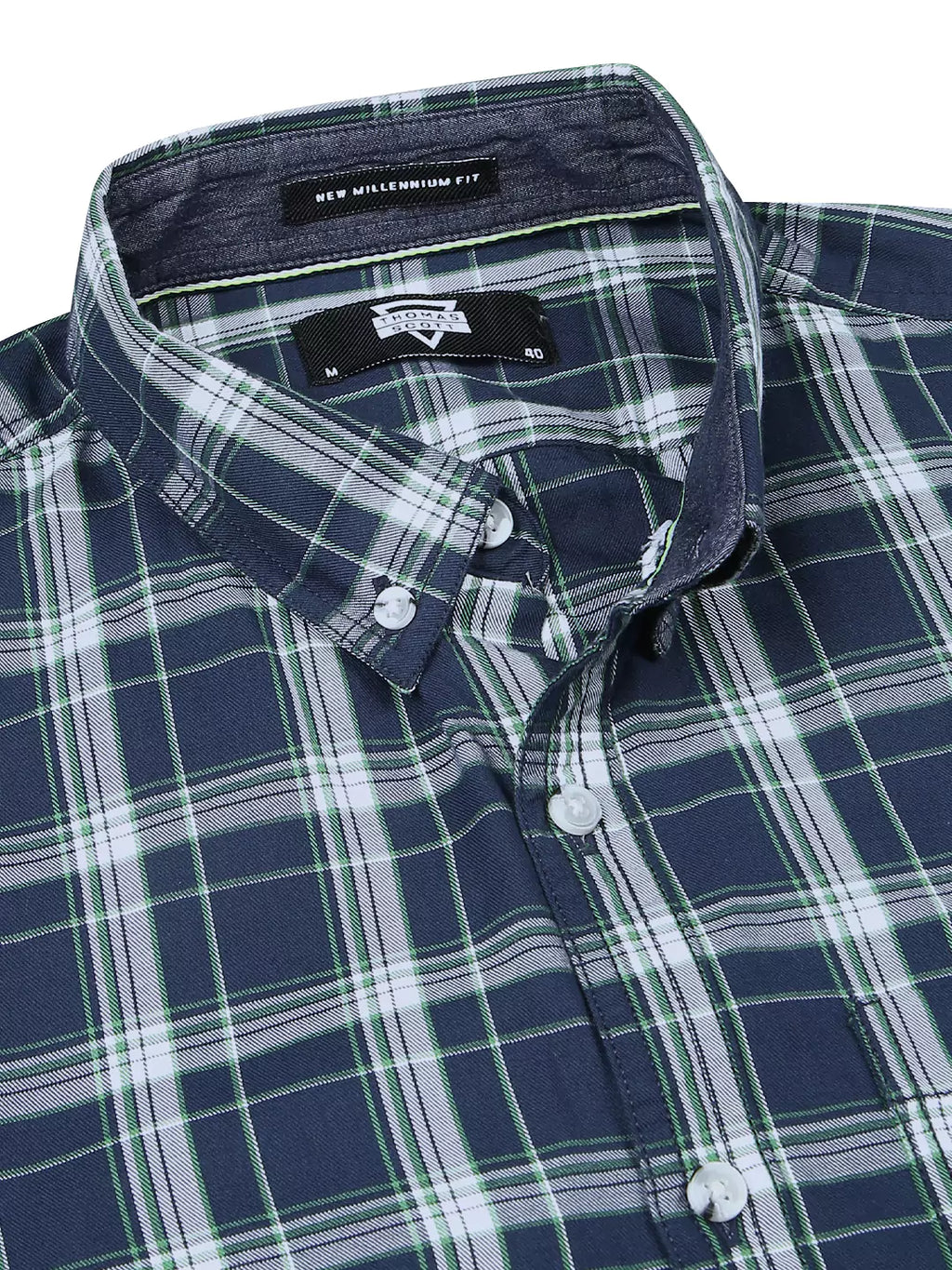 Thomas Scott Men Standard Slim Fit Tartan Checks Pure Cotton Casual Shirt