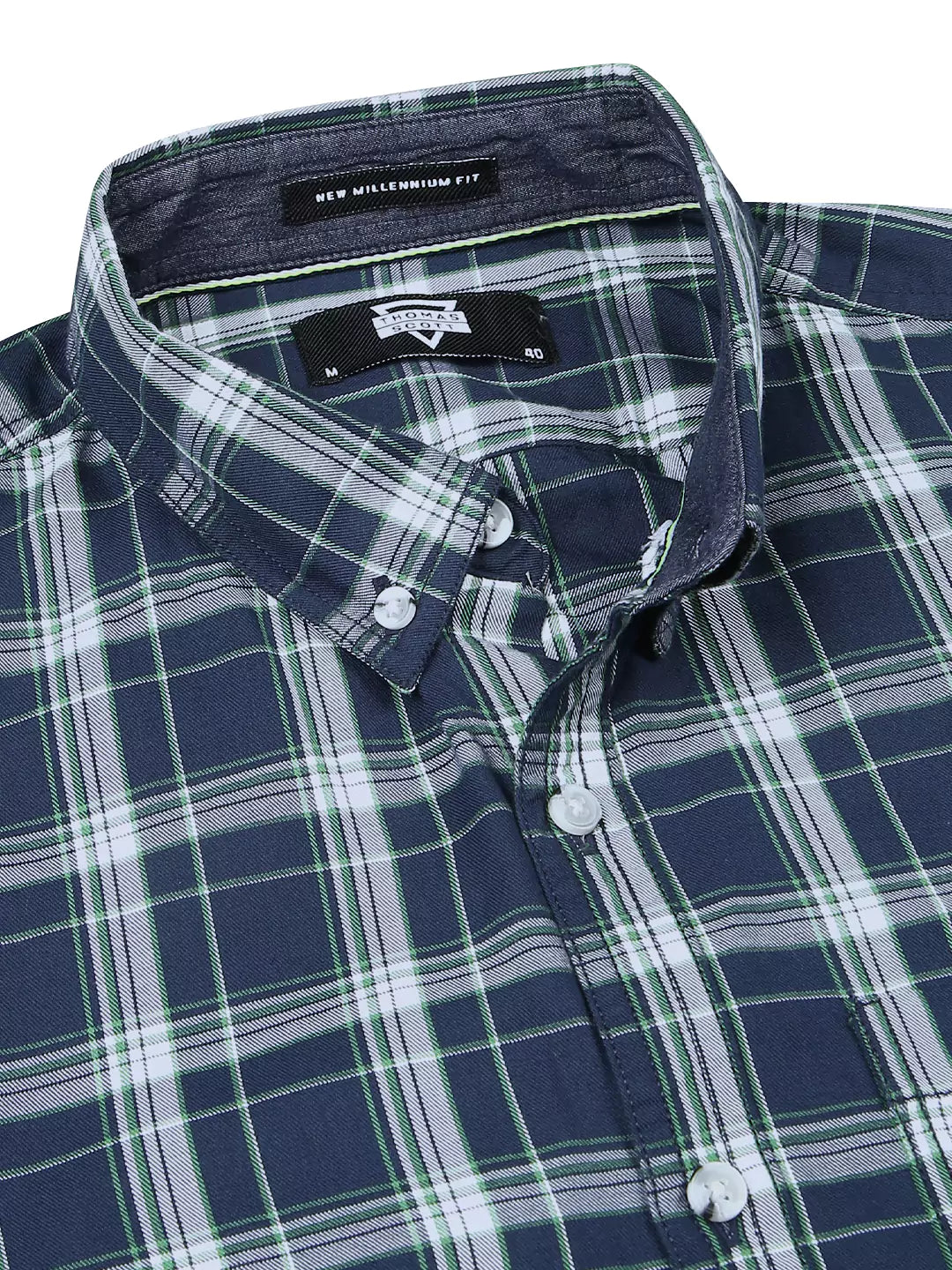 Thomas Scott Men Standard Slim Fit Tartan Checks Pure Cotton Casual Shirt