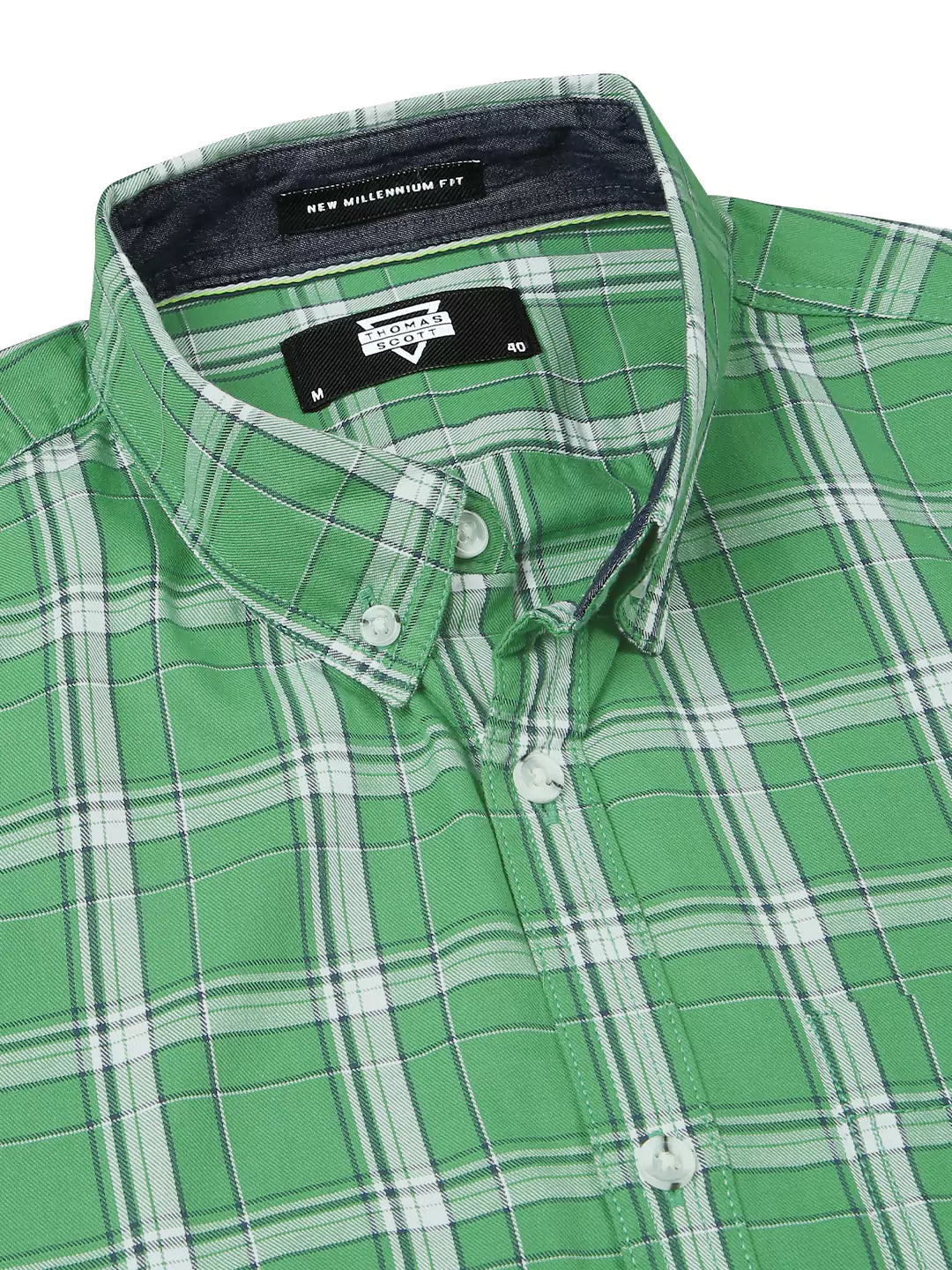 Thomas Scott Men Standard Slim Fit Tartan Checks Pure Cotton Casual Shirt