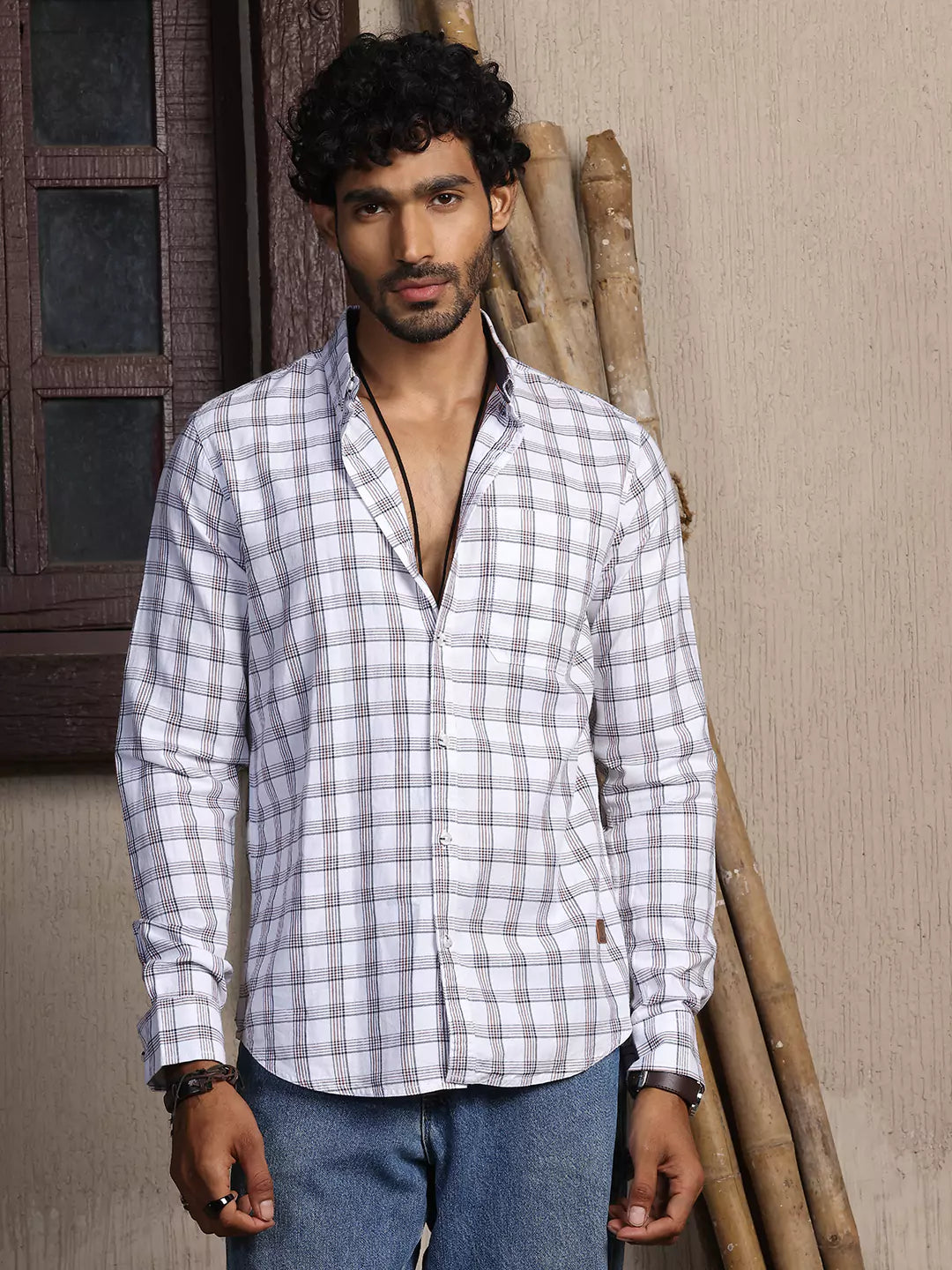 Thomas Scott Men Standard Slim Fit Tartan Checks Pure Cotton Casual Shirt
