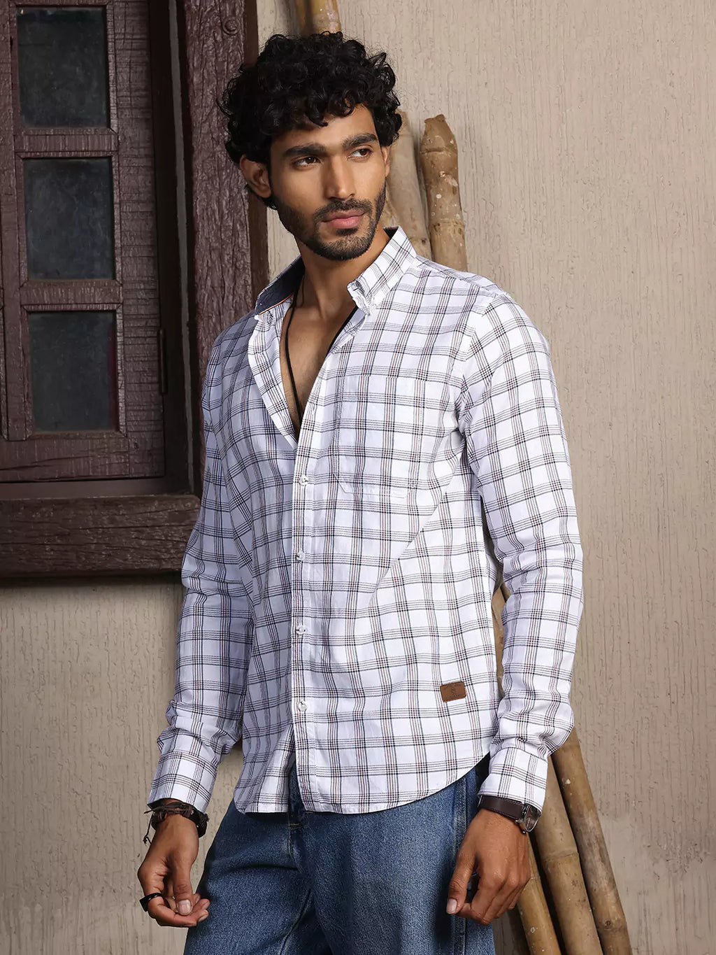 Thomas Scott Men Standard Slim Fit Tartan Checks Pure Cotton Casual Shirt