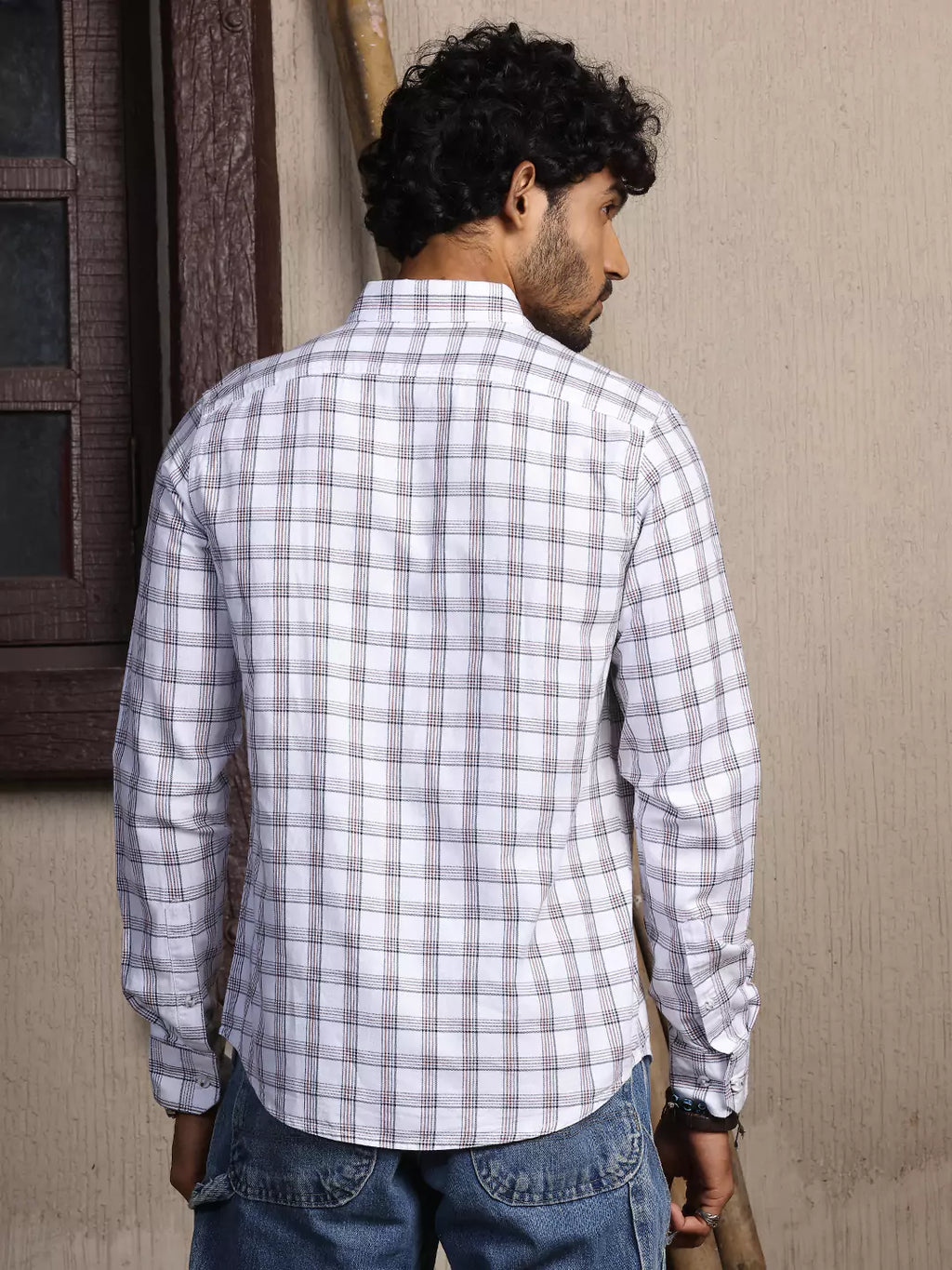 Thomas Scott Men Standard Slim Fit Tartan Checks Pure Cotton Casual Shirt