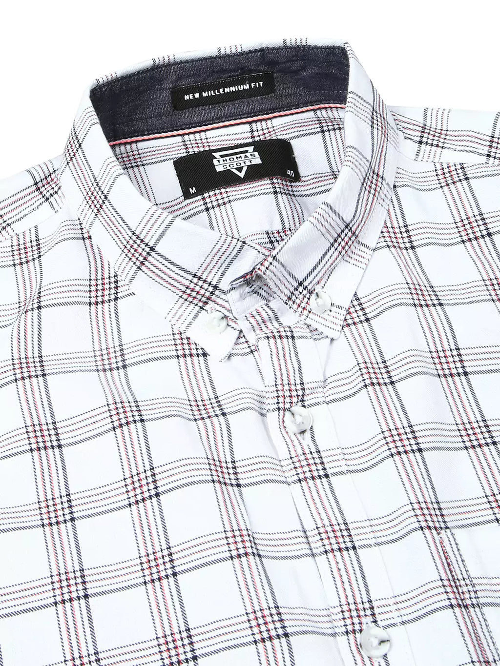 Thomas Scott Men Standard Slim Fit Tartan Checks Pure Cotton Casual Shirt