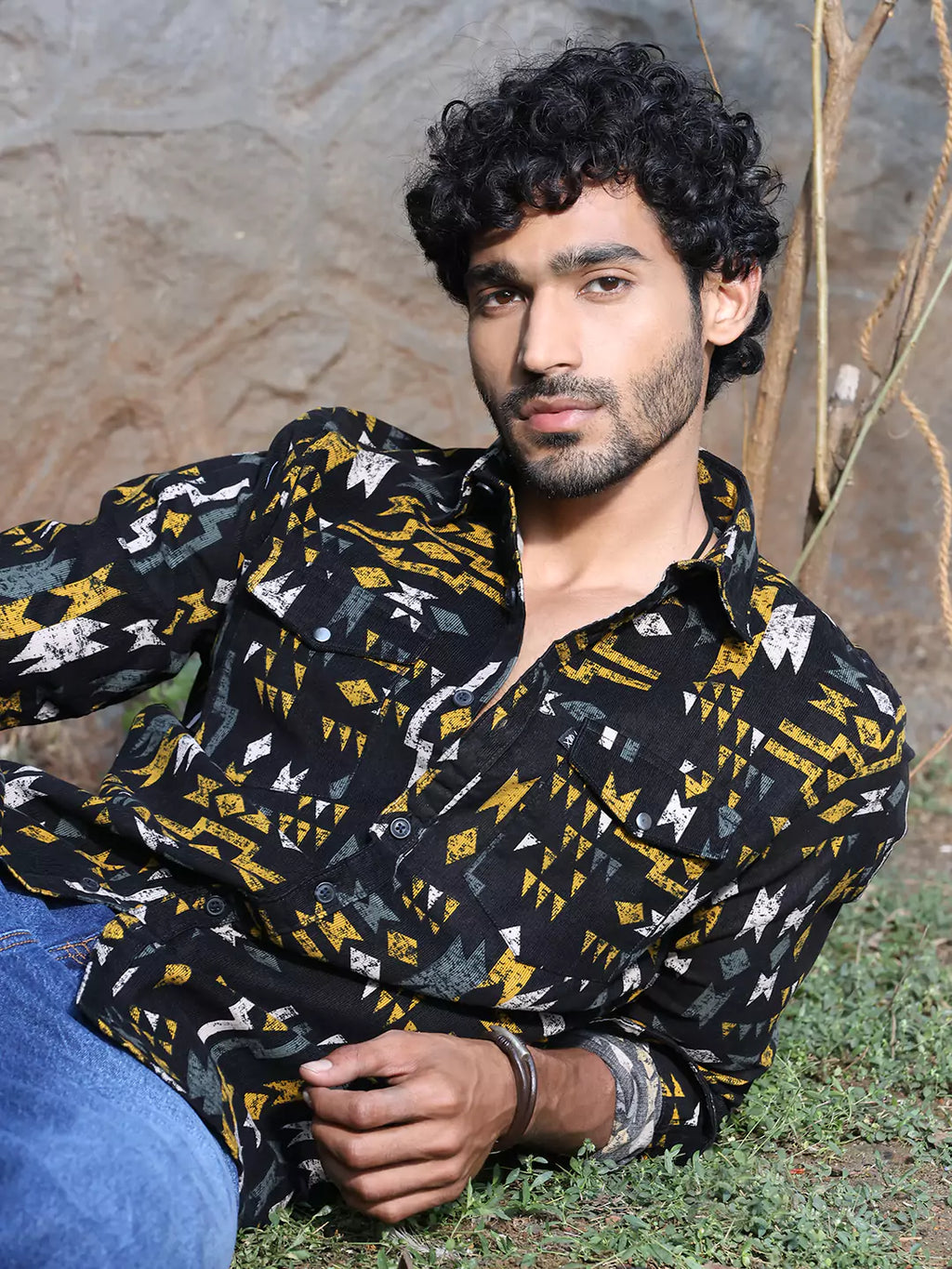 Thomas Scott Men Standard Slim Fit Abstract Printed Pure Cotton Casual Shirt