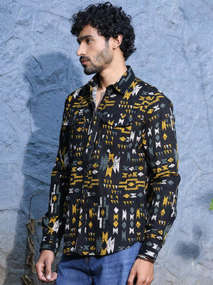 Thomas Scott Men Standard Slim Fit Abstract Printed Pure Cotton Casual Shirt