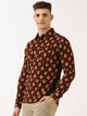 Classic Slim Fit Ethnic Motifs Printed Pure Cotton Corduroy Semiformal Shirt For Men