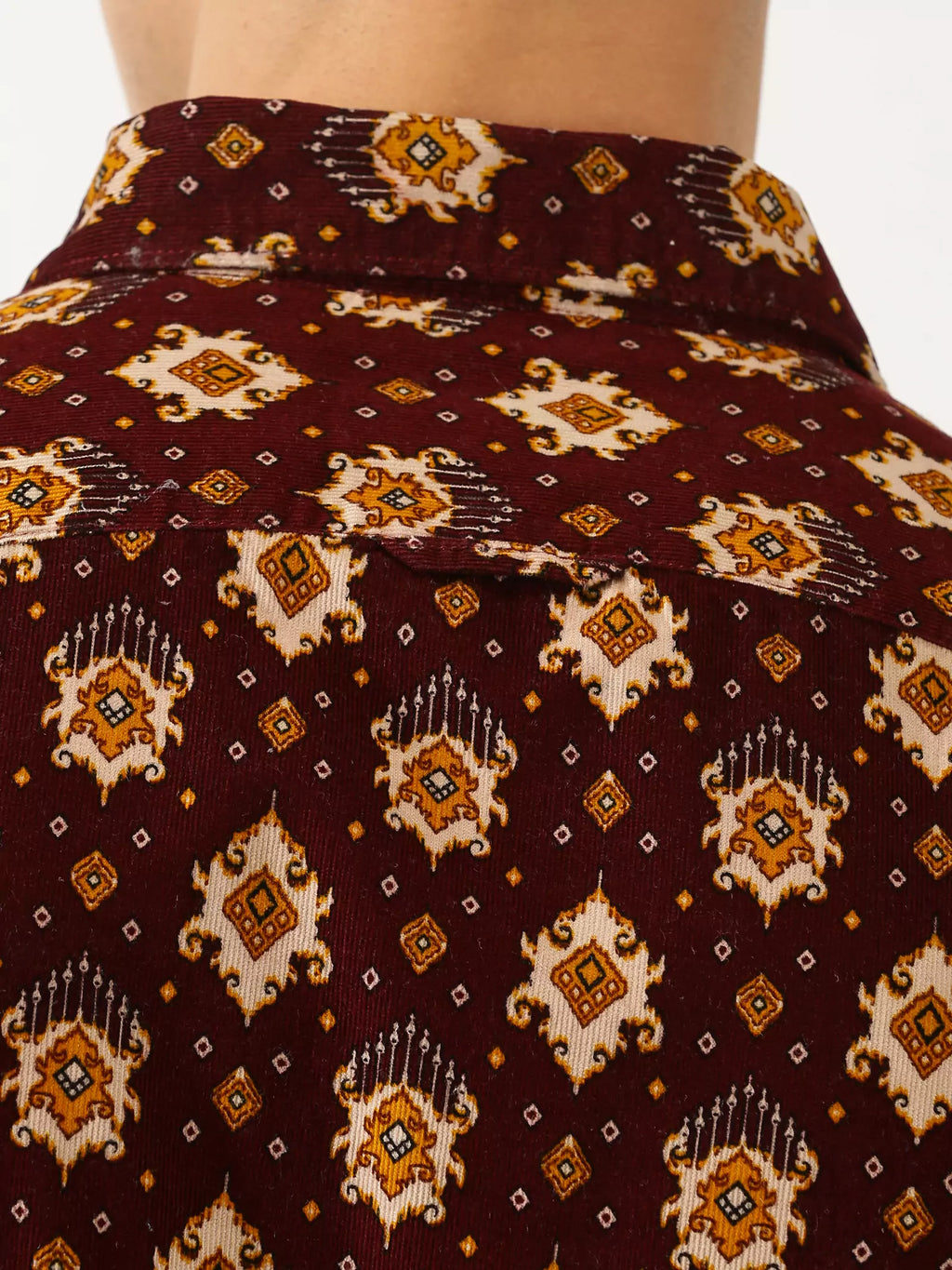 Thomas Scott Men Classic Slim Fit Ethnic Motifs Printed Pure Cotton Corduroy Semiformal Shirt