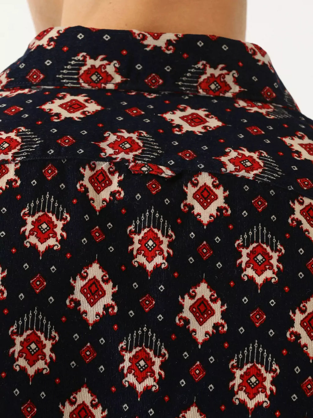 Thomas Scott Men Classic Slim Fit Ethnic Motifs Printed Pure Cotton Corduroy Semiformal Shirt