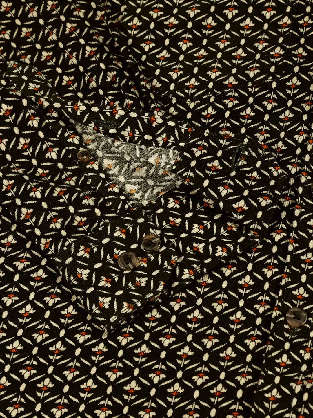 Thomas Scott Men Classic Slim Fit Floral Printed Pure Cotton Corduroy Semiformal Shirt