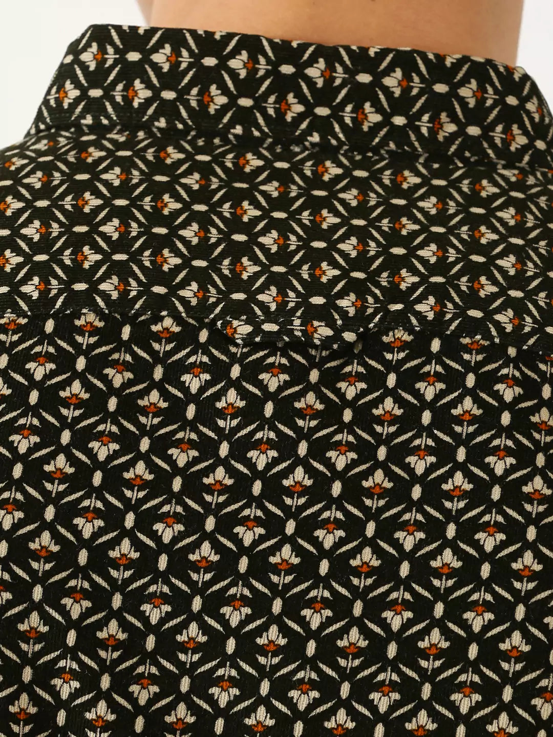 Thomas Scott Men Classic Slim Fit Floral Printed Pure Cotton Corduroy Semiformal Shirt