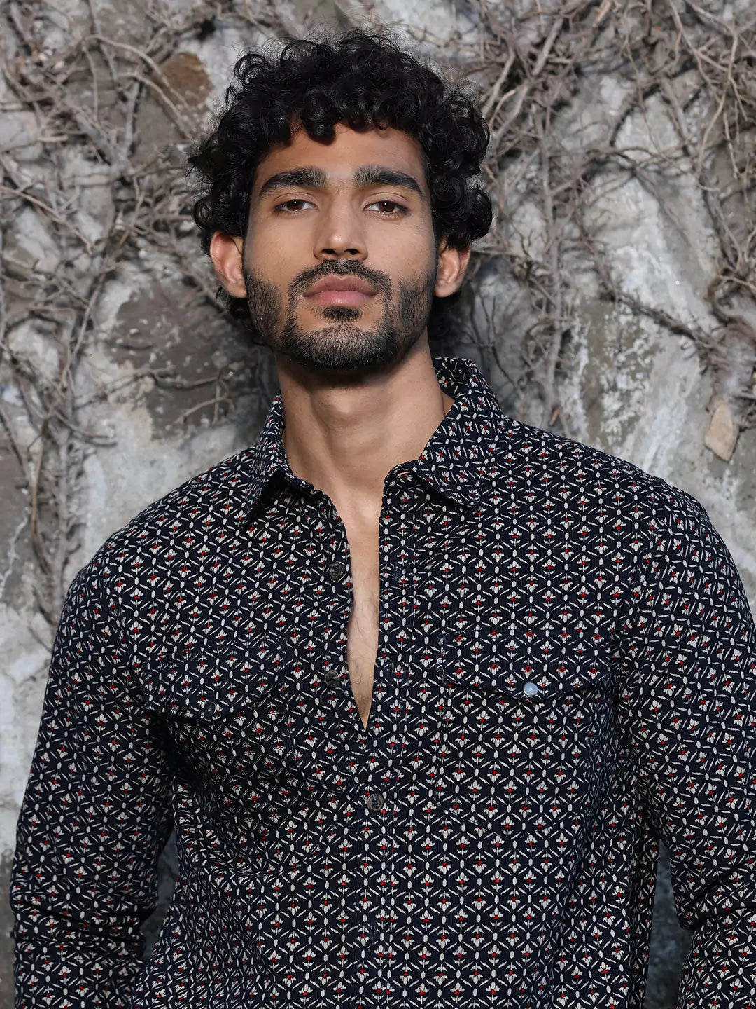 Thomas Scott Men Spread Collar Long Sleeves Premium Slim Fit Cotton Printed Casual Shirt