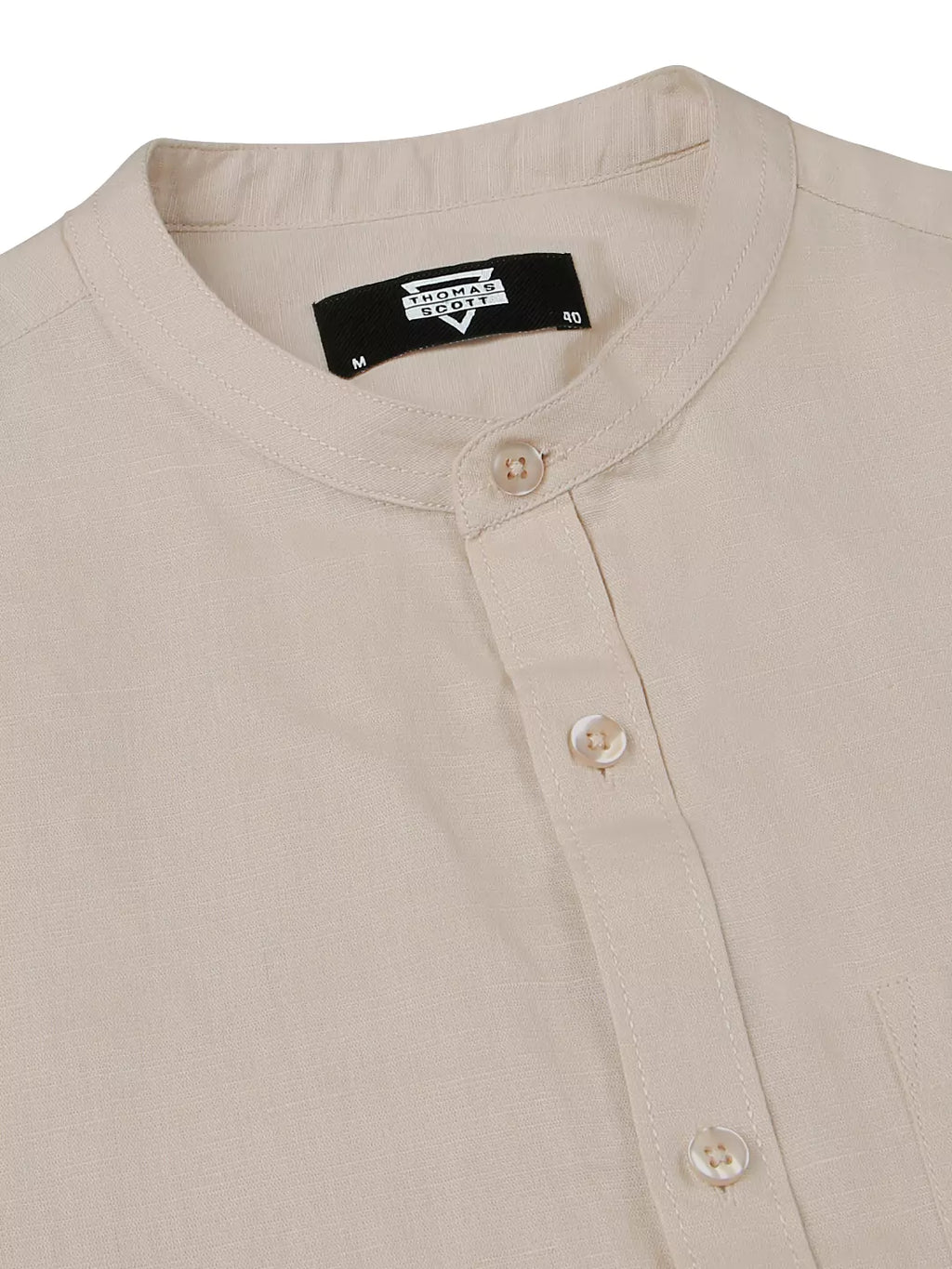Thomas Scott Men Premium Cotton Linen Slim Fit Opaque Casual Shirt