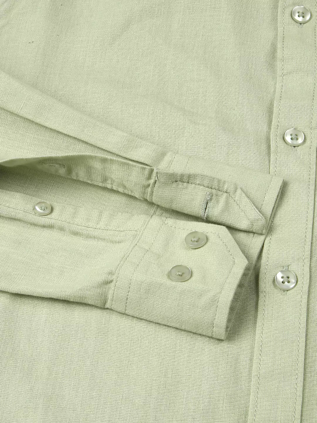 Thomas Scott Men Premium Cotton Linen Mandarin Collar Slim Fit Opaque Casual Shirt