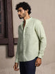 Thomas Scott Men Premium Cotton Linen Mandarin Collar Slim Fit Opaque Casual Shirt