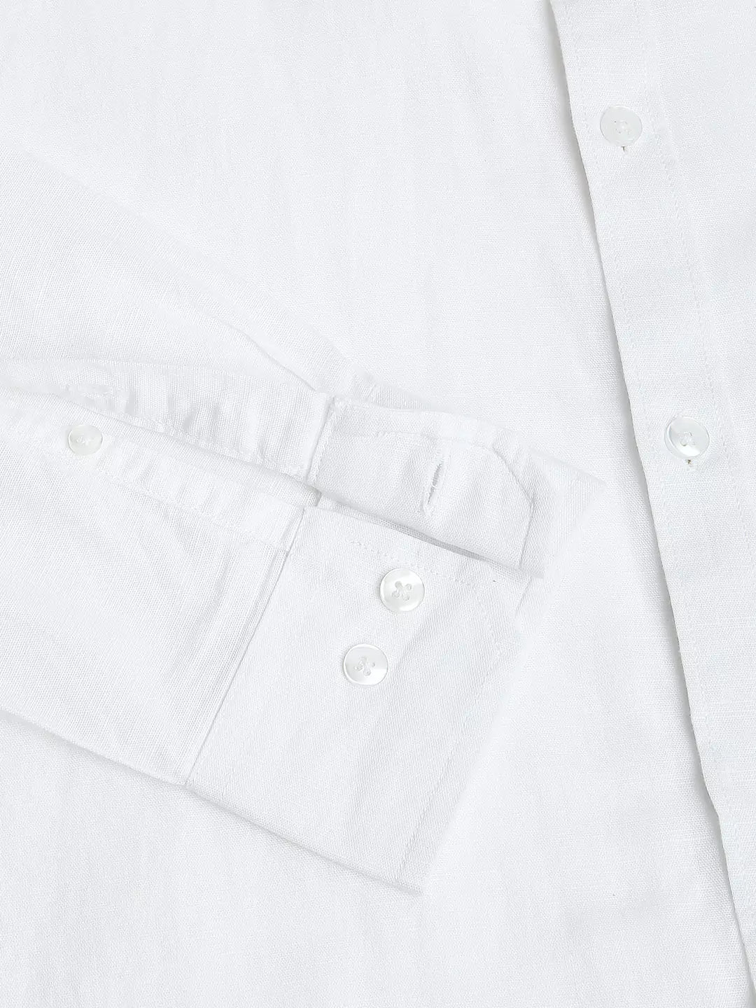 Thomas Scott Men Plus Size Premium Mandarin Collar Roll-Up Sleeves Cotton Linen Casual Shirt