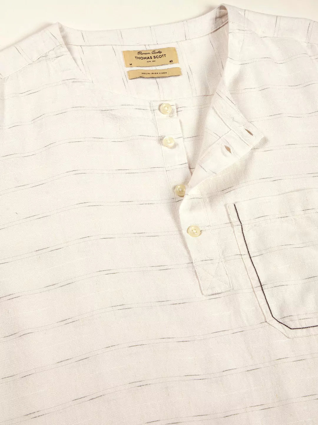 Thomas Scott Men Premium Linen Slim Fit Long Sleeves Casual Shirt