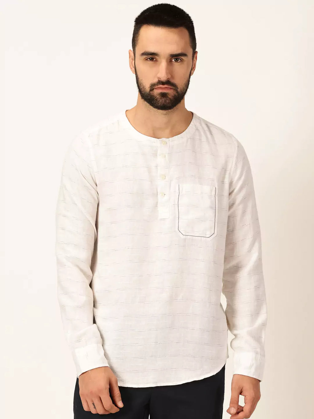 Thomas Scott Men Premium Linen Slim Fit Long Sleeves Casual Shirt