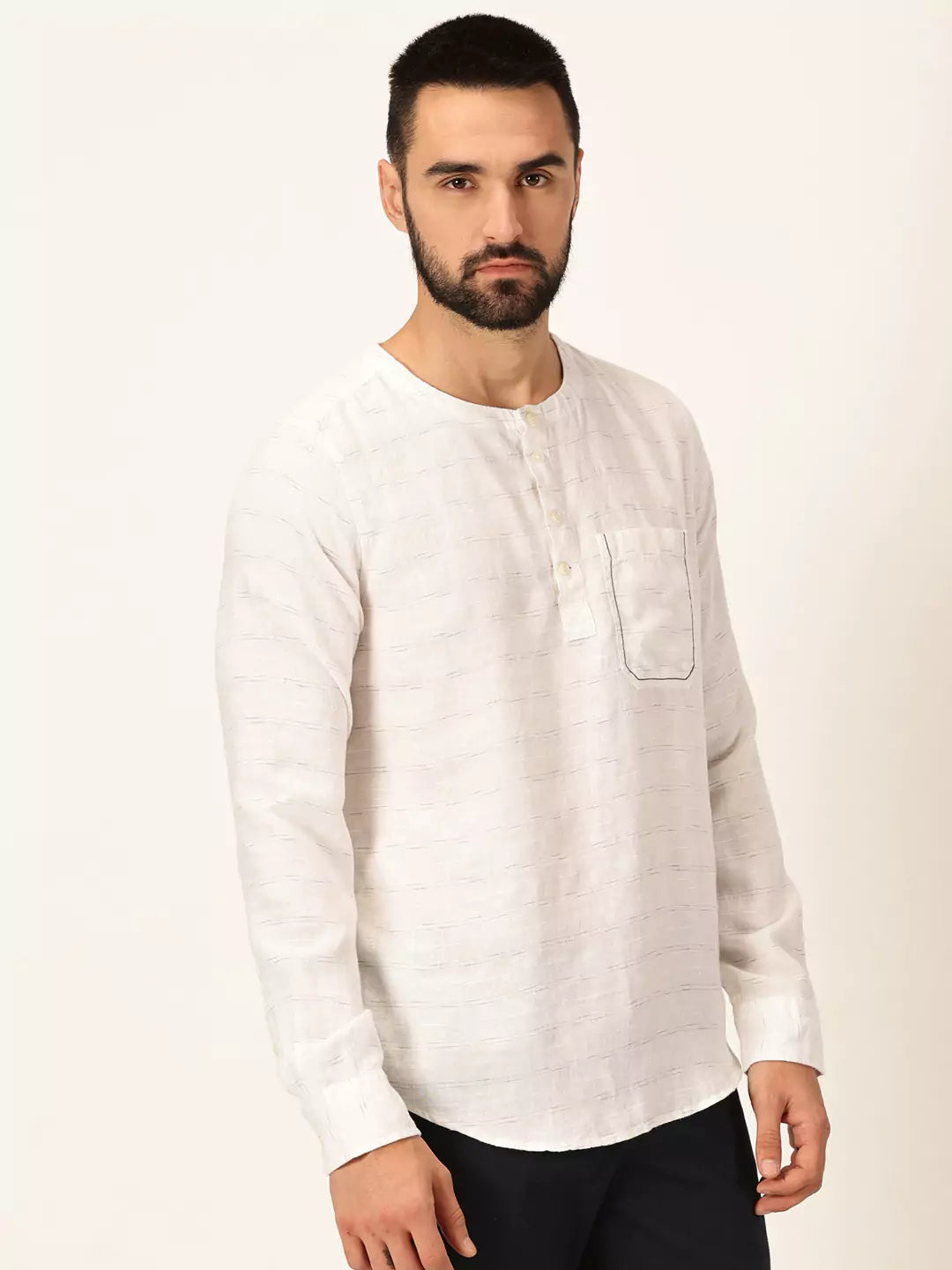 Thomas Scott Men Premium Linen Slim Fit Long Sleeves Casual Shirt