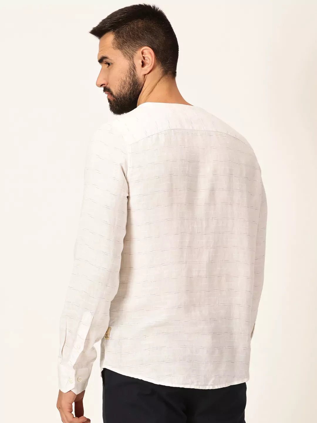 Thomas Scott Men Premium Linen Slim Fit Long Sleeves Casual Shirt