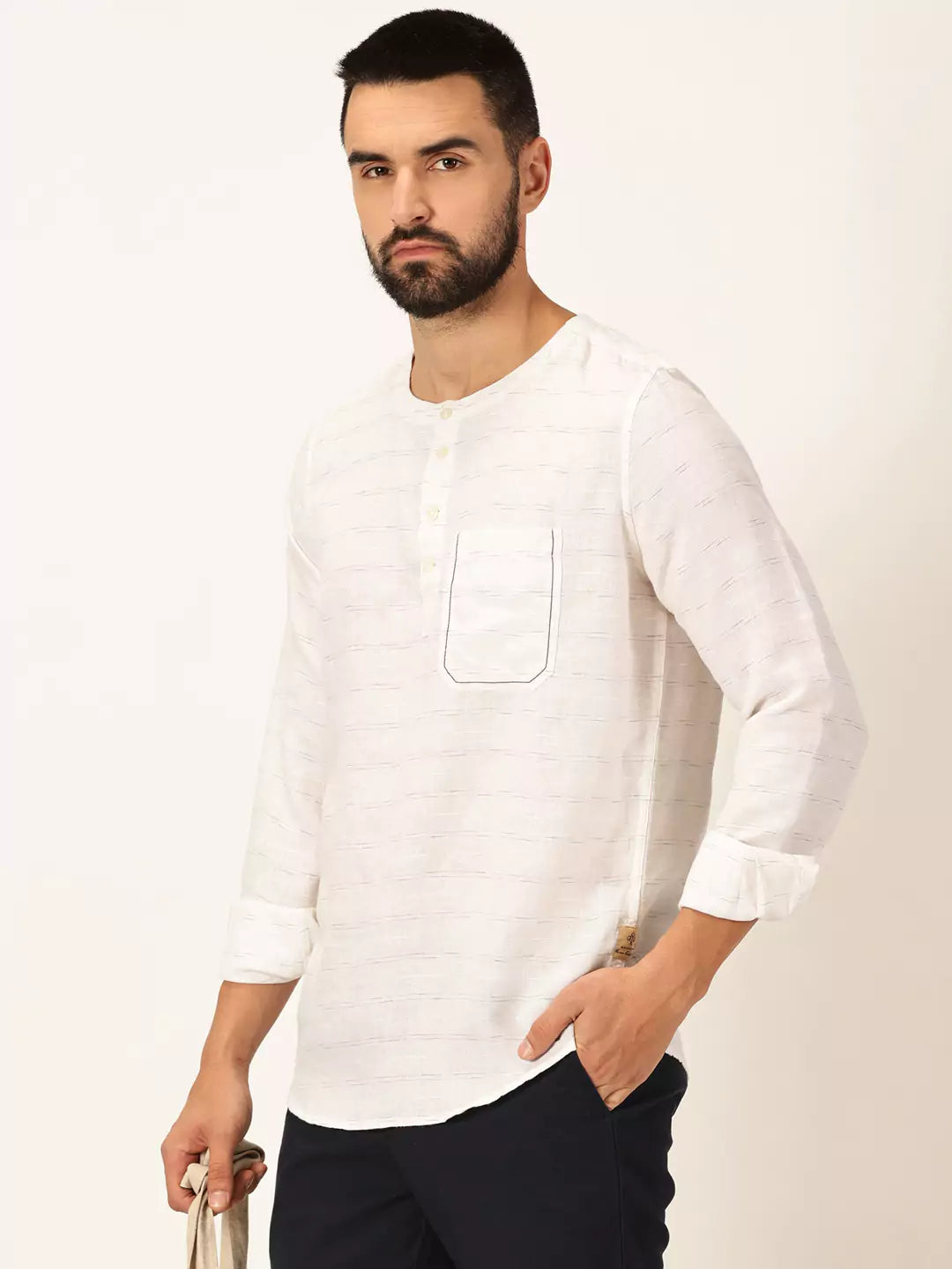 Thomas Scott Men Premium Linen Slim Fit Long Sleeves Casual Shirt