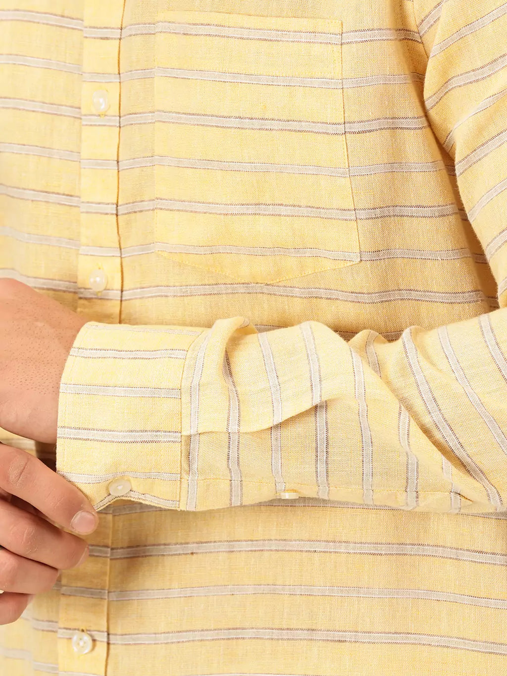 Thomas Scott Men Premium Linen Slim Fit Striped Casual Shirt