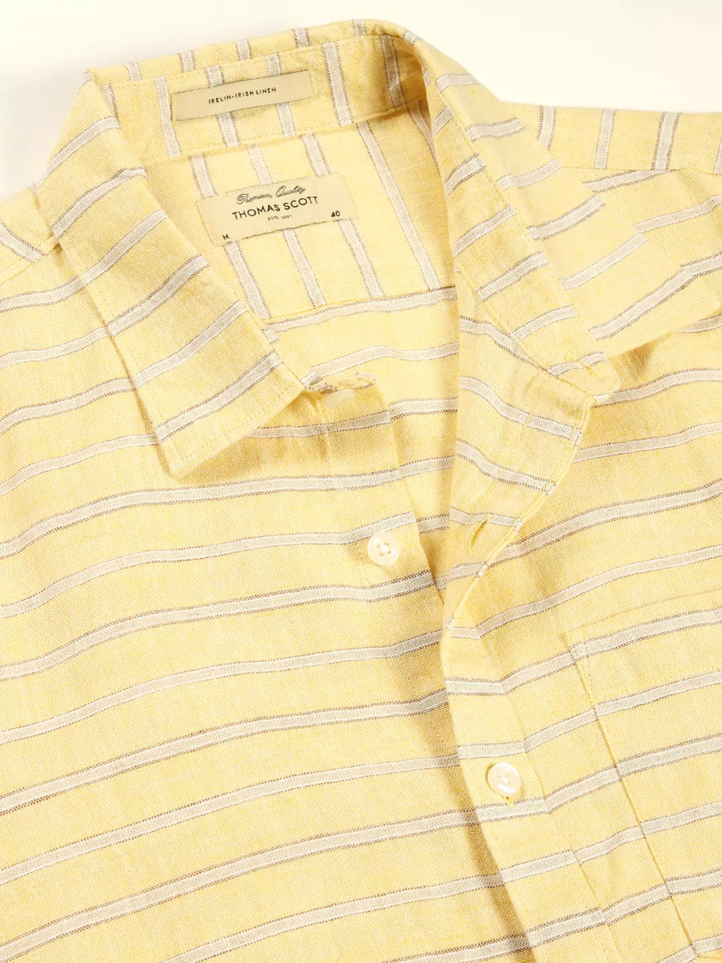 Thomas Scott Men Premium Linen Slim Fit Striped Casual Shirt