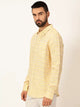 Thomas Scott Men Premium Linen Slim Fit Striped Casual Shirt