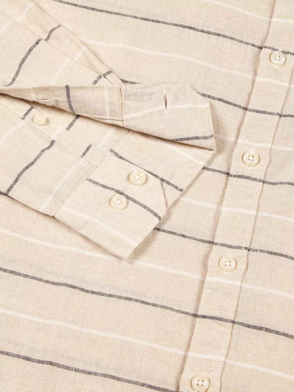 Thomas Scott Men Premium Linen Slim Fit Horizontal Stripes Casual Shirt