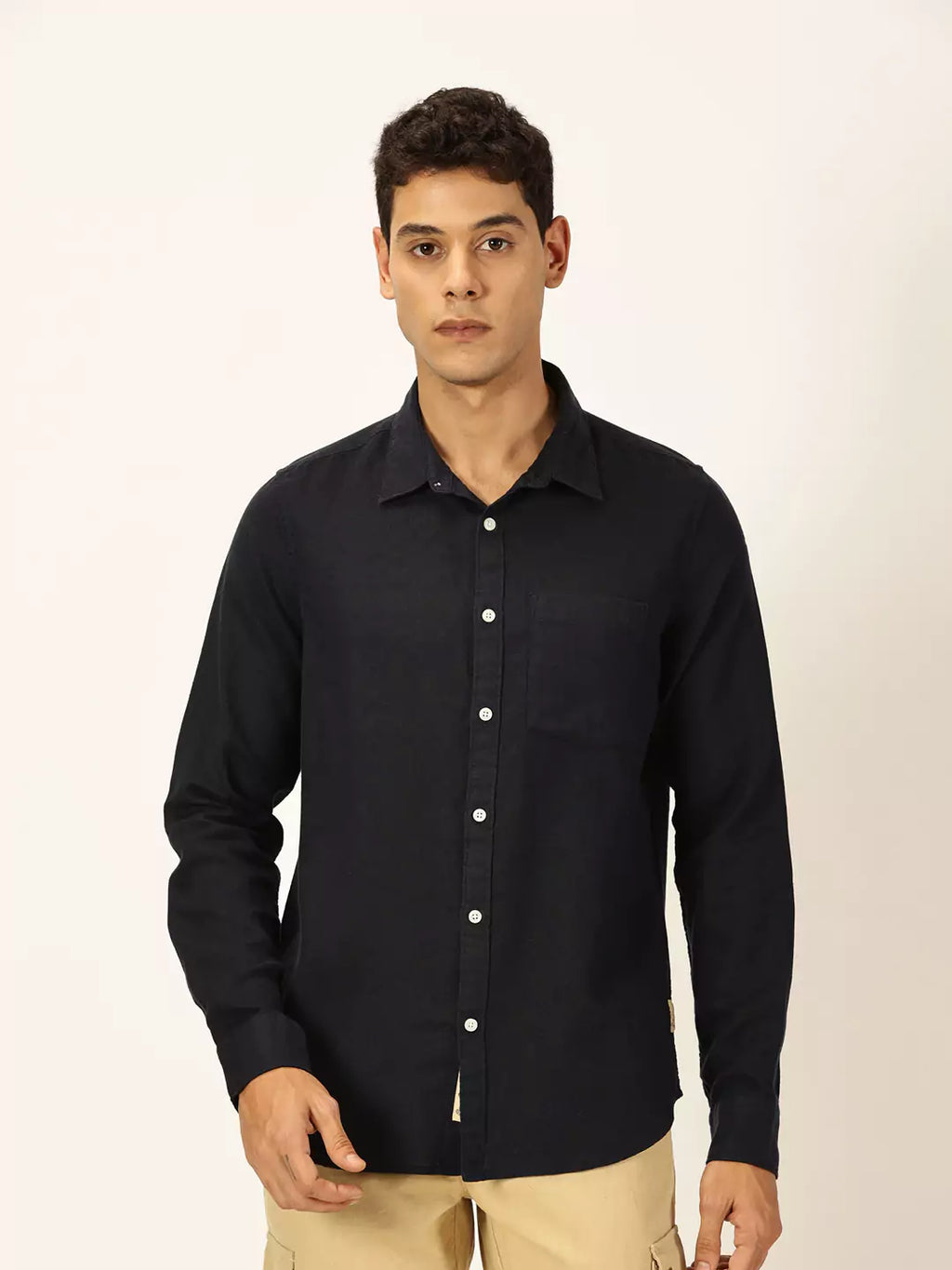 Thomas Scott Men Premium Linen Slim Fit Opaque Casual Shirt